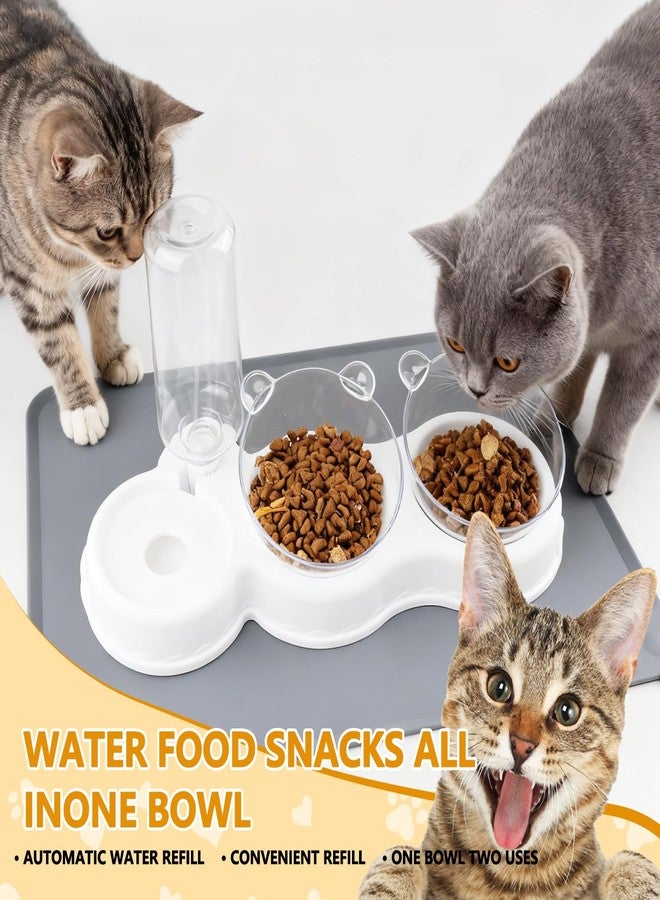 ELOEGO 3-in-1 Cat Food and Water Bowl Set, Double Cat Bowls with Water Dispenser, Pet Food and Water Feeder for Small Medium Dogs Cats (White) - Image 5